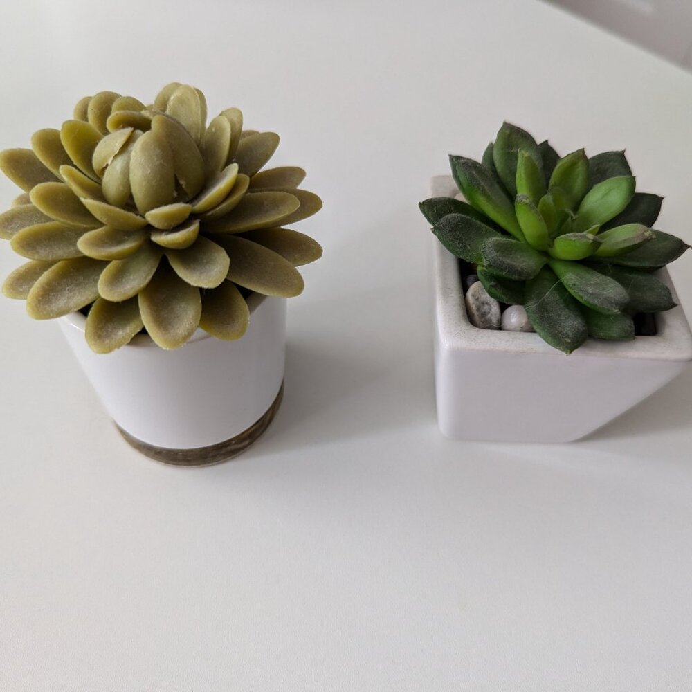 Artificial Potted Succulent Plants - Pot Small Faux Fake Decor - 2